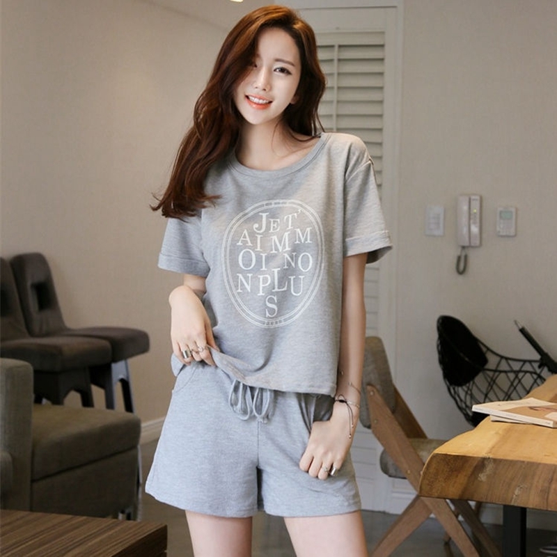 

2021 Loose Short Sleeve Letters Print T-shirt New Korean Shorts Suit Women's Sports Women Summer Two Piece Set Top and Pants Rdtu, Pink