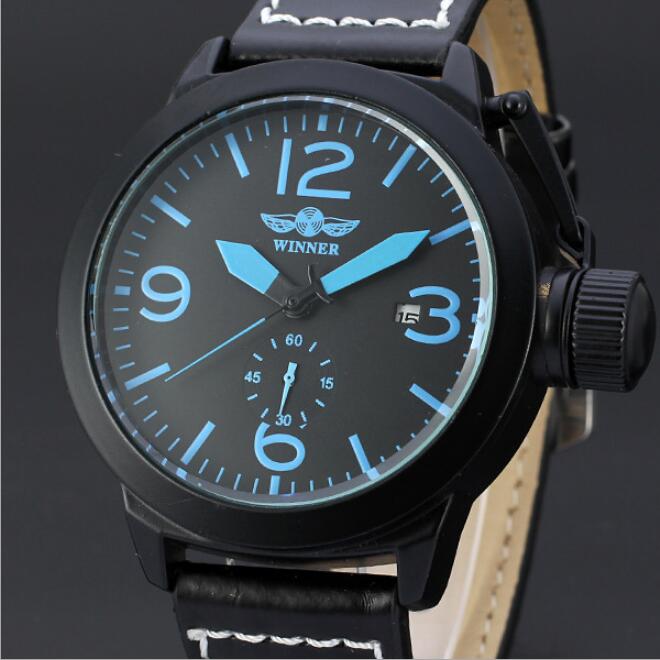 Top sell WINNER fashion Man watches Mens Automatic Watch Mechanical watch for man Leather strap Sport style WN53-2-image-661814360