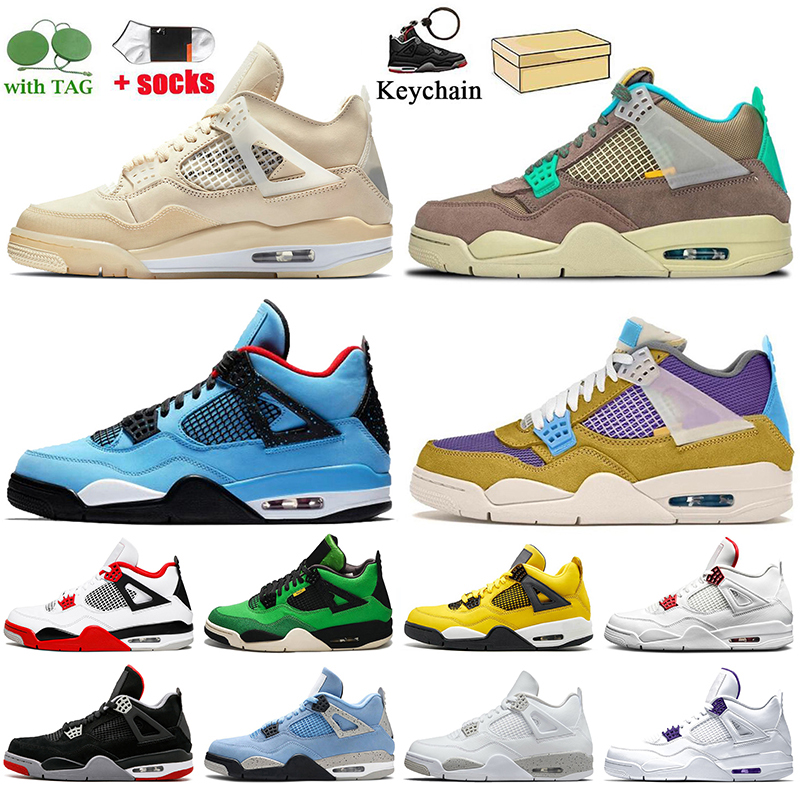 

Jorden 4 With Box Jodan Basketball Shoes 4s Jordon Sail Taupe Haze Desert Moss Travis Scotts White Off Oreo Black Cat Jumpman Trainers Sneak