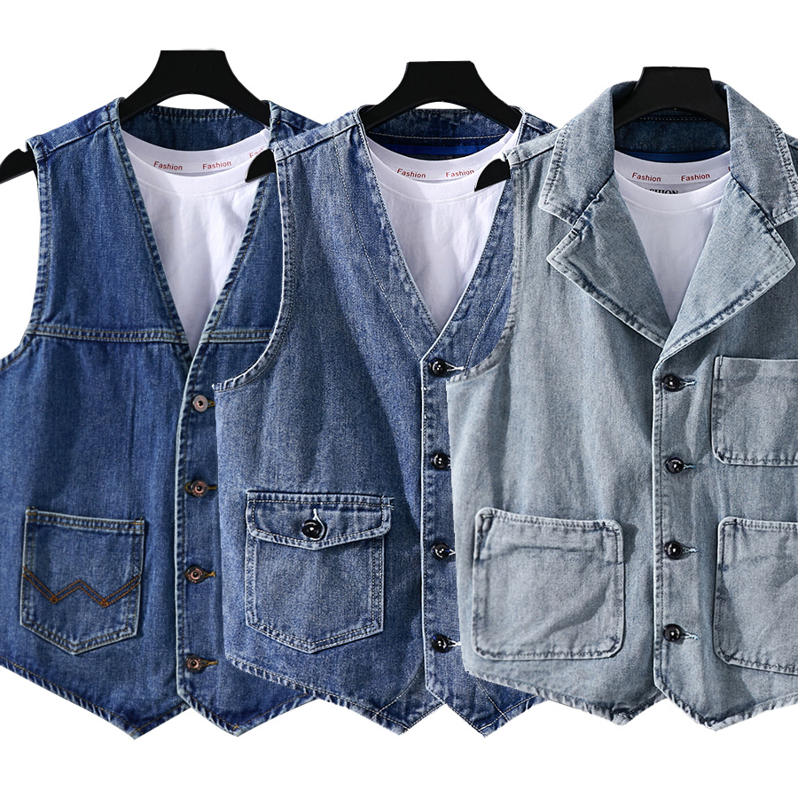 

2021 New British Style Fashion Slim Fit Casual Smart Denim Vest Men Vintage Designer Waistcoat Leisure Suit Veste Hombre X8c0, Blue-8201