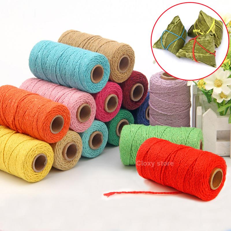 

1 Roll (100 Yards) 2mm Cotton Rope Twine Macrame Thread Cord String Wedding Decoration Gift Packaging Rustic Country Craft, 11