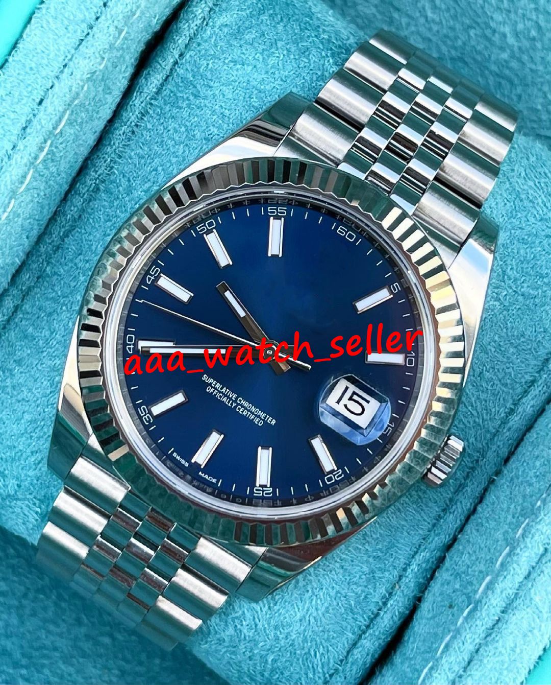 

BP factory 41mm DJ master luxury mens watches blue dial fluted bezel SS 316L luminous DG 2813 automatic movement jubilee bracelet business wristwatches, P1