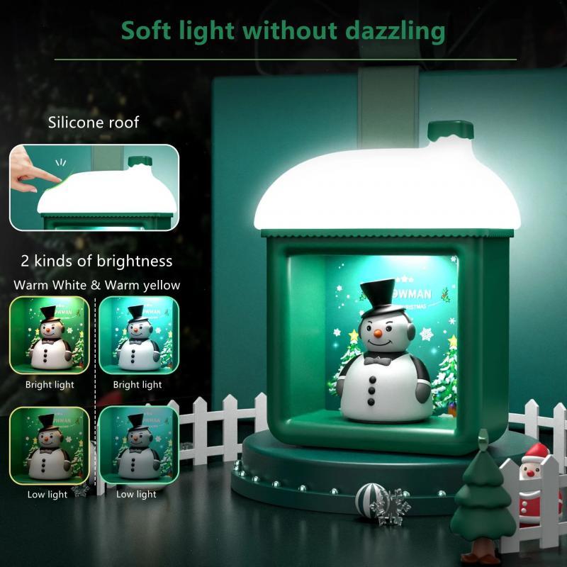 

Christmas Decorations Snow House Magnetic Sensor Night Light Siliocne Santa Claus Atmosphere Lamp For Kids Gifts USB Rechargeable