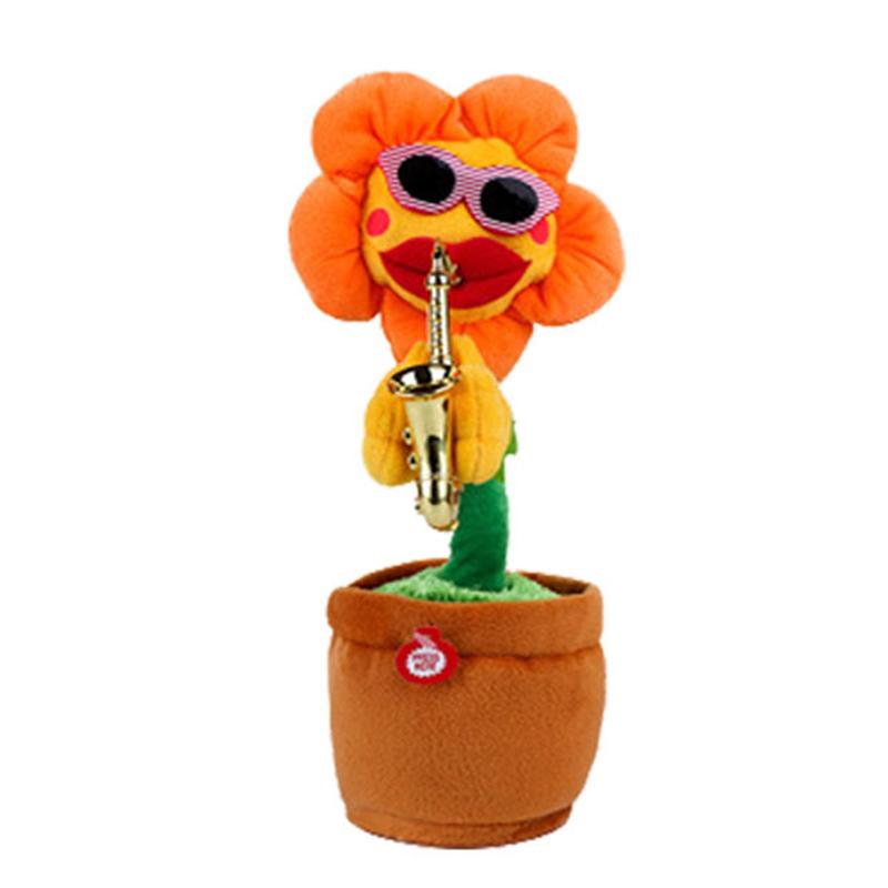

Dancing Sunflower With Sax 35cm Electronic Singing Toy 80 Songs Swinging Plant Pot Wiggling Plush Ornament Gift For Kids YU-Home Party Favor