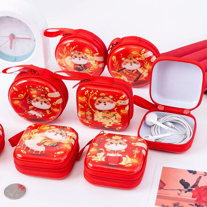 

Storage Bags Year Tinplate Round Coin Purse Mini Vintage Tin Gift Box 2022 Of The Tiger Zero Wallet