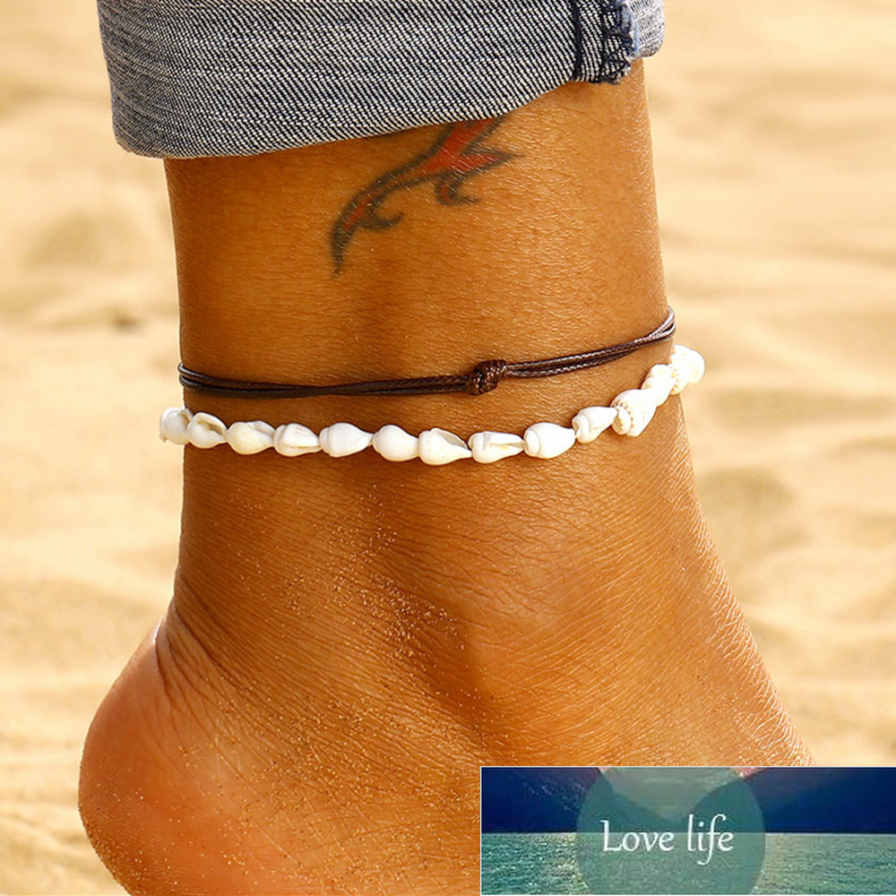

2 Pcs/ Set Anklets for Women Shell Foot Jewelry Summer Beach Barefoot Bracelet Ankle on leg Female Leather Anklet Boho Leg Chain Factory price expert design Quality