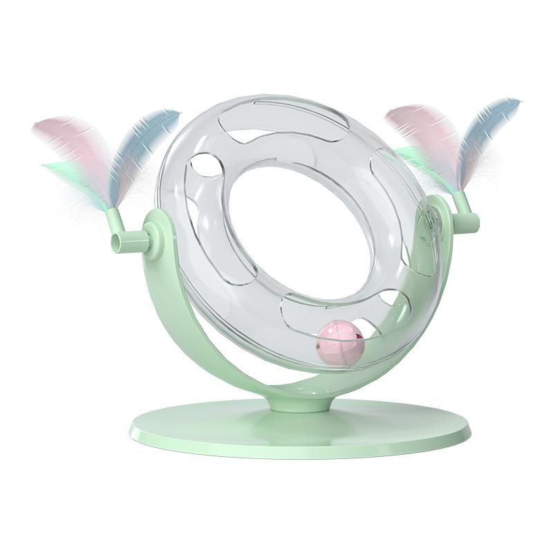 

Cat Toys Tracks Toy Fun Pet Interactive Roller Moving Balls Feather Rotate 360 Degrees Tunnel Accessories