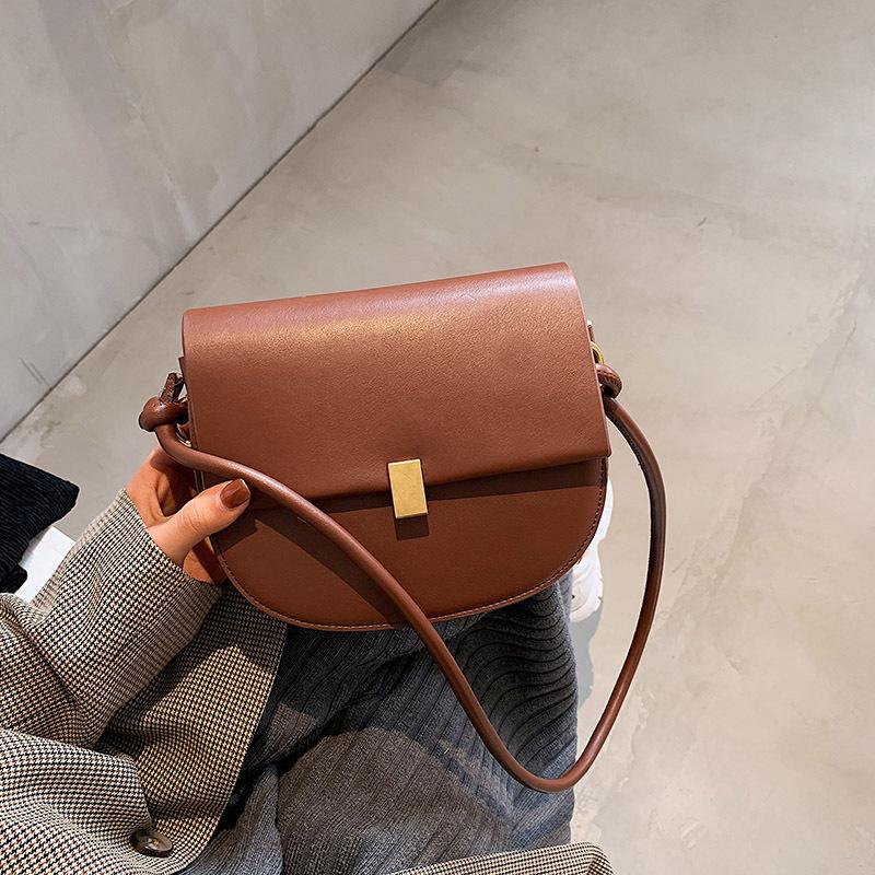 

Small bag 2021 new fashion women's leather bag underarm women fashion retro simple shoulder messenger, Black