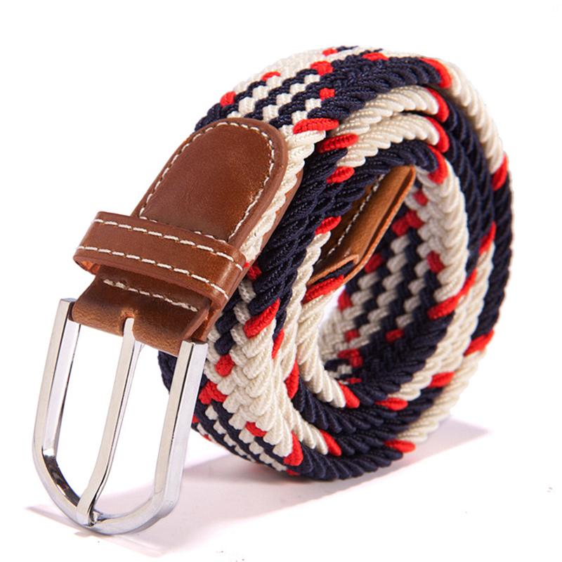 

Belts Fashionable Style Young Men's And Women's Multicolor Elastic Knitting Student Jeans Dynamic Canvas Belt, Black;brown
