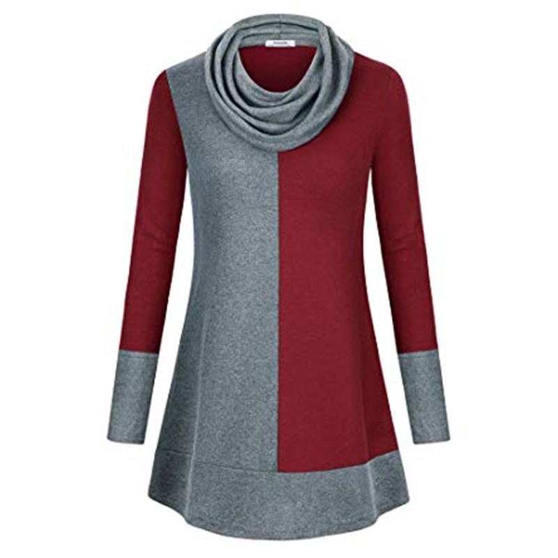 

Women' Blouses & Shirts Autumn Patchwork Print Blouse Women Loose Fleece Short Cropped Outer Seam Pullover Tops Long Sleeve Casual Blusas, Blue