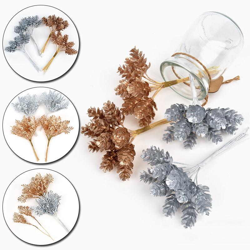 

Decorative Flowers & Wreaths 1pcs Simulation Plant Golden Silver Selaginella Plastic Personality DIY Handmade Material Fern Decoration Props