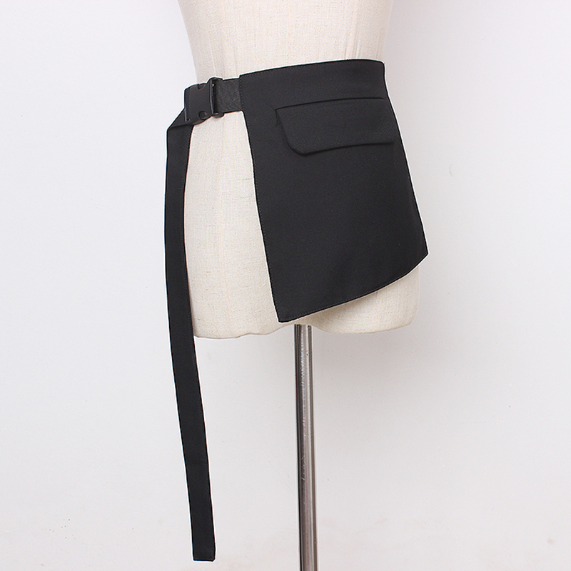 

Elegant Asymmetrical Women Girdle Irregular Patchwork Pockets Girdles For Female Fashion 2021 Summer Accessories, White