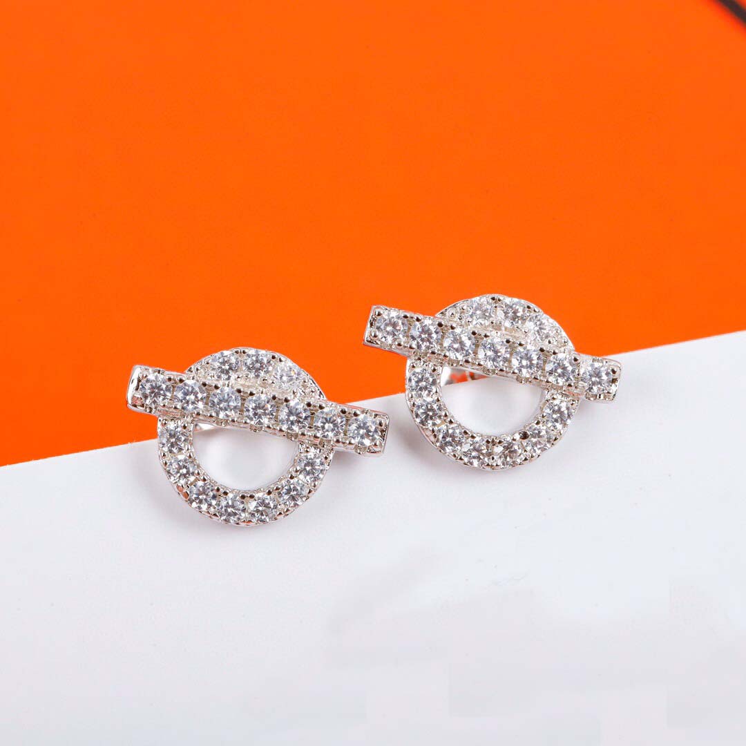 

2021 Fashion style Luxury quality stud earring in 18k rose gold and platinum color for women wedding jewelry gift have box stamp PS4628
