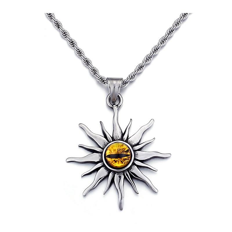 

Pendant Necklaces Hemiston Sun Devil's Eye Pattern Retro Fashion Titanium Steel Men Necklace Punk Jewelry