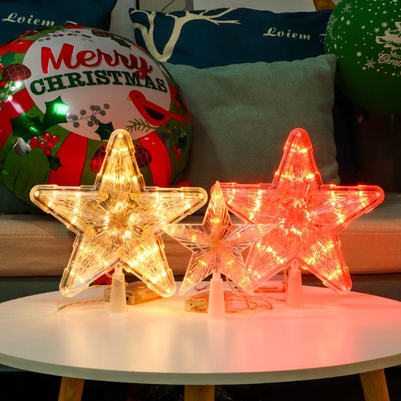 

Christmas Decorations LED Glowing Star Five-pointed Night Light Tree Top Ornaments Lamp Merry Festive DIY Home Decoration