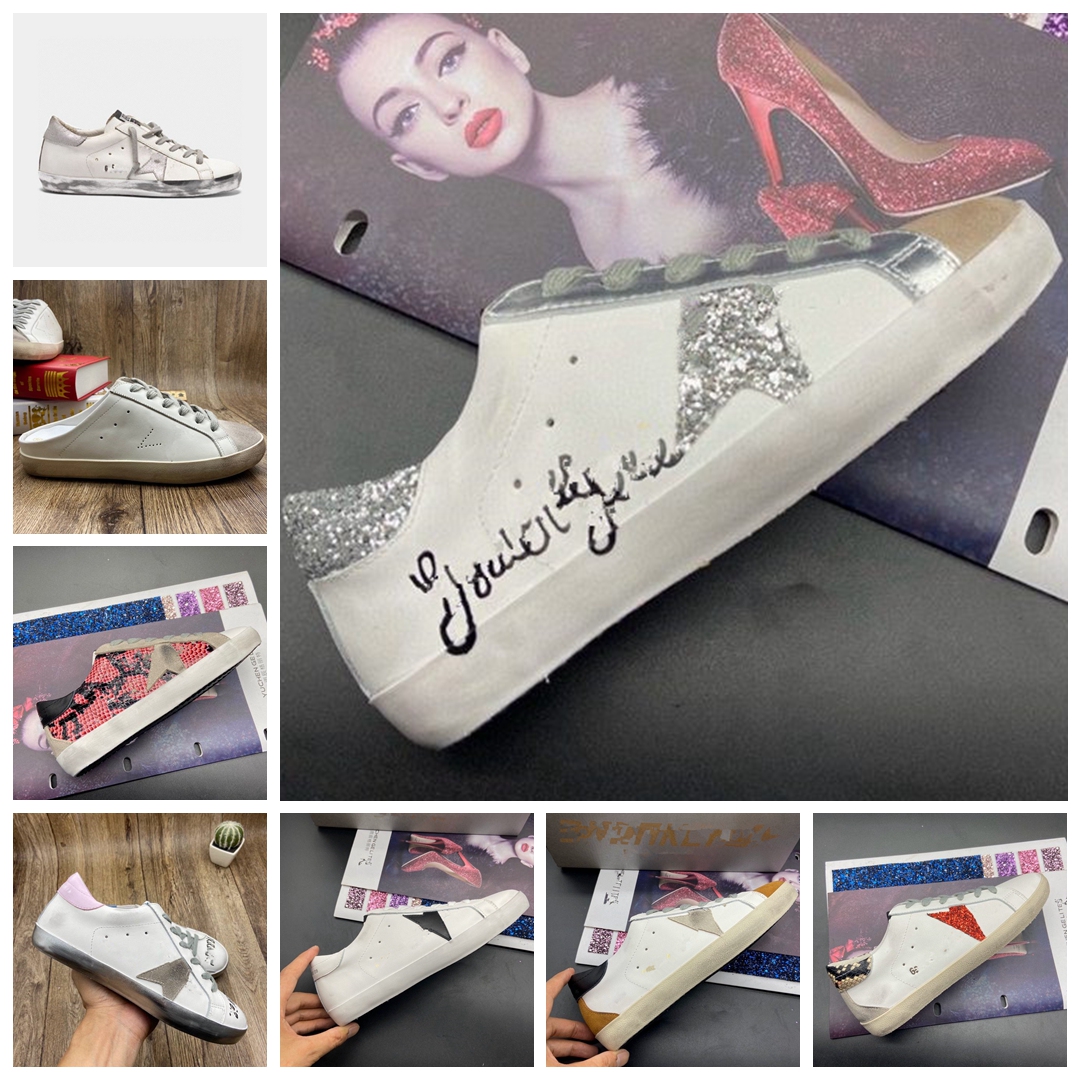 

Golden Hi Star shoes G33MS590 top sneakers Italy Deluxe Brand classic white Do-old dirty goose designer Man women shoes, Black