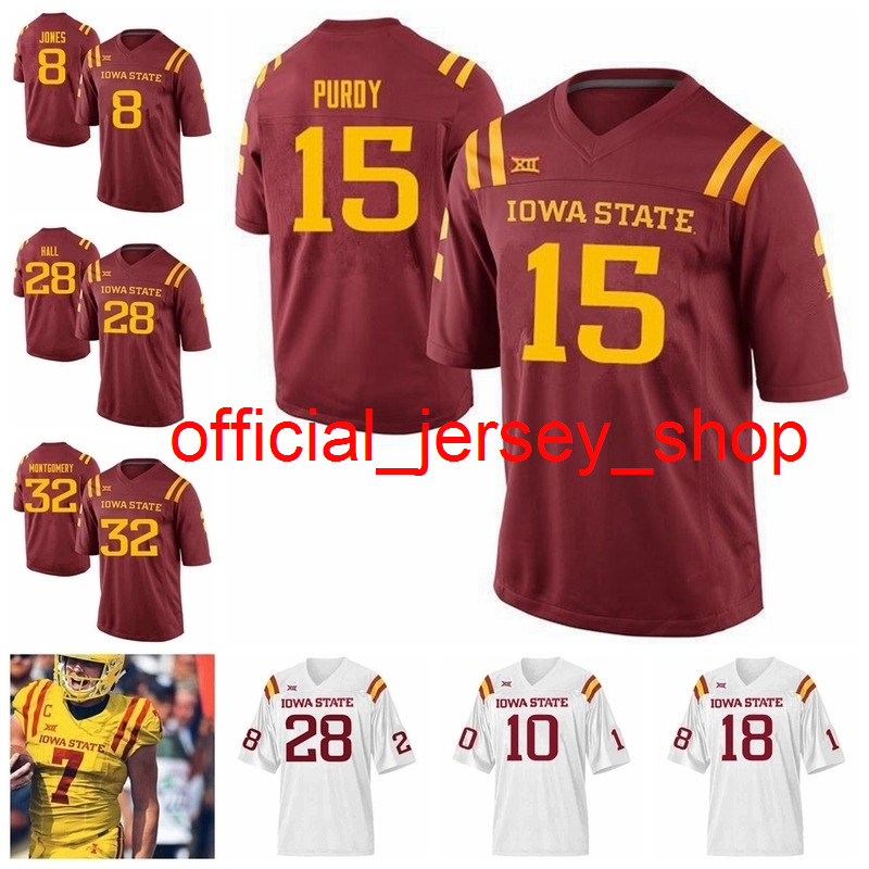 

ISU Iowa State Cyclones College Football Jerseys David Montgomery Jersey Brian Peavy Hakeem Butler Brock Purdy Kene Nwangwu Custom Stitched, Youth yellow