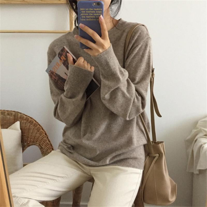 

Women's Sweaters Alien Kitty 6 Colors Basic Solid Bottom Soft All Match Femme Chic 2021 Autumn Knitted Women Loose Stylish Tops, White;black