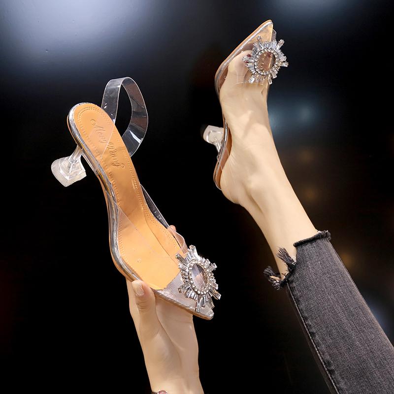 

Dress Shoes Women Pumps 2021 Transparent High Heels Sexy Pointed Toe Slip-on Wedding Party Fashion For Lady Thin, 7cm