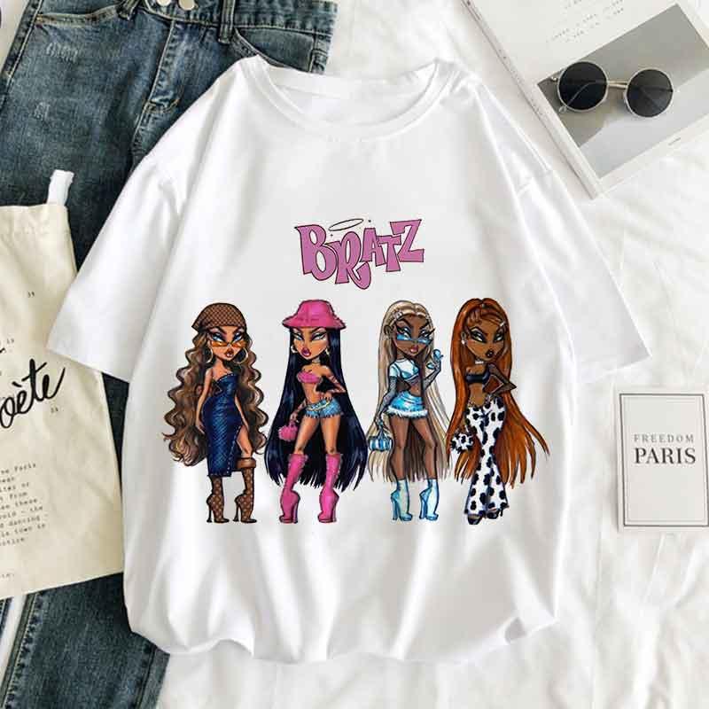 

Women' T-Shirt Bratz Sisters Graphic Print Women Harajuku Aesthetic White Tops Casual Tshirt 2021 Summer Fashion Y2k Female T Shirt, 30090