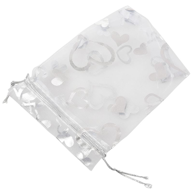 

25X Silver Organza Wedding Favor Gift Bag Pouch 12x10cm