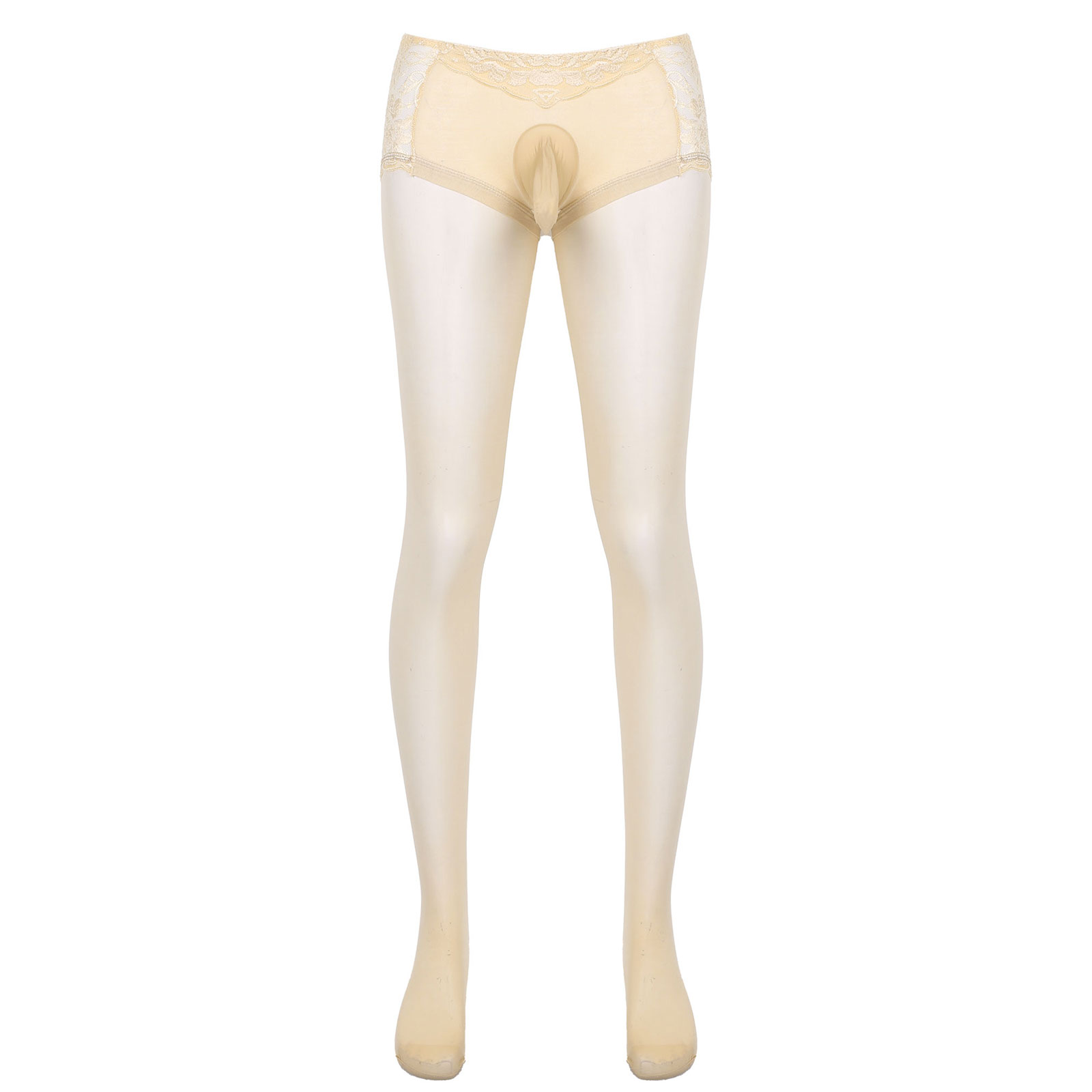 

Tight Skinny Pantyhose Stocking for Sexy Mens Erotic Lingerie Costume See-through Lace Patchwork Hosiery Underwear Sleepwear