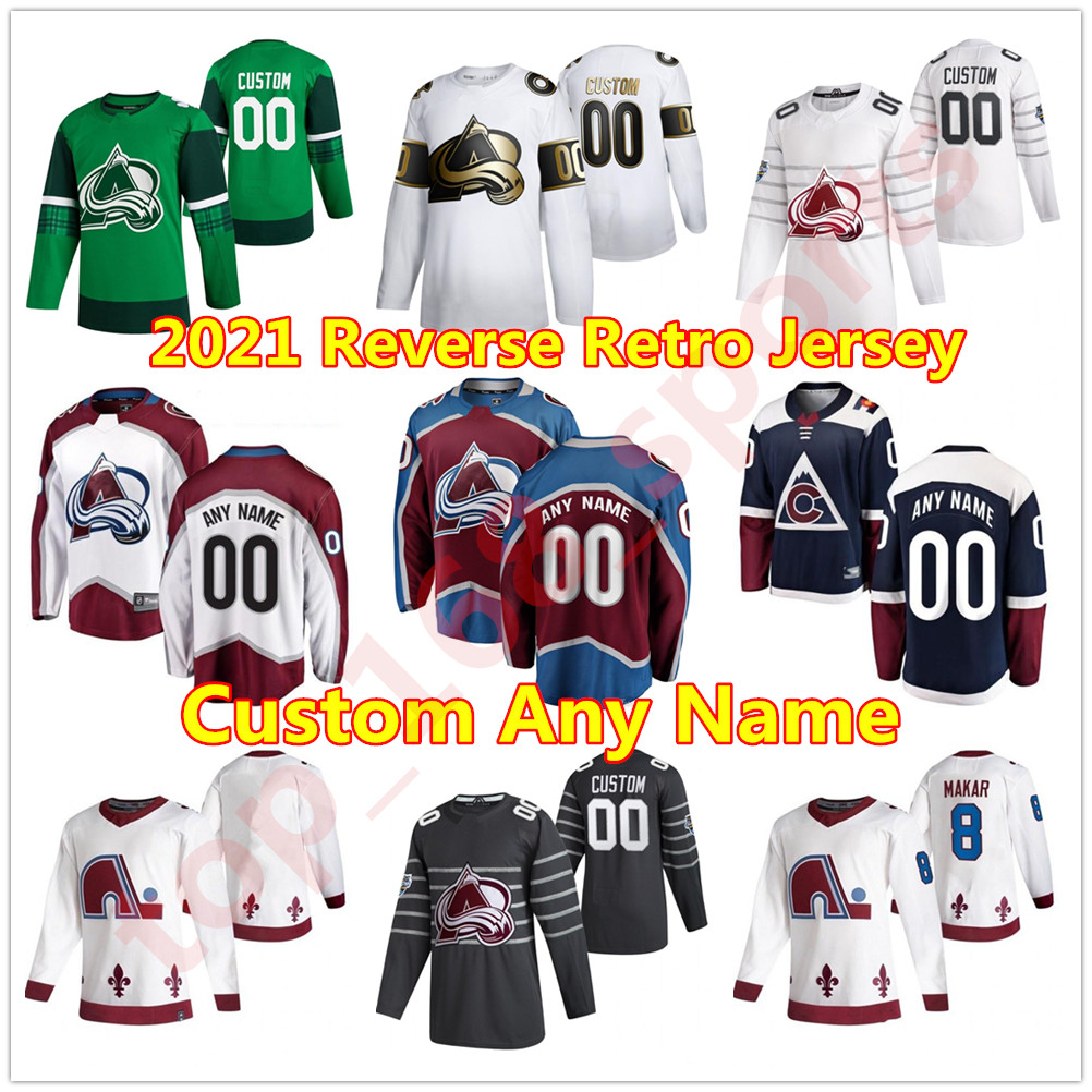 

2021 Reverse Retro Colorado Avalanche Jerseys Vladislav Kamenev Valeri Nichushkin Michael Hutchinson Matt Nieto Hockey Jersey Custom Stitched, Black;red
