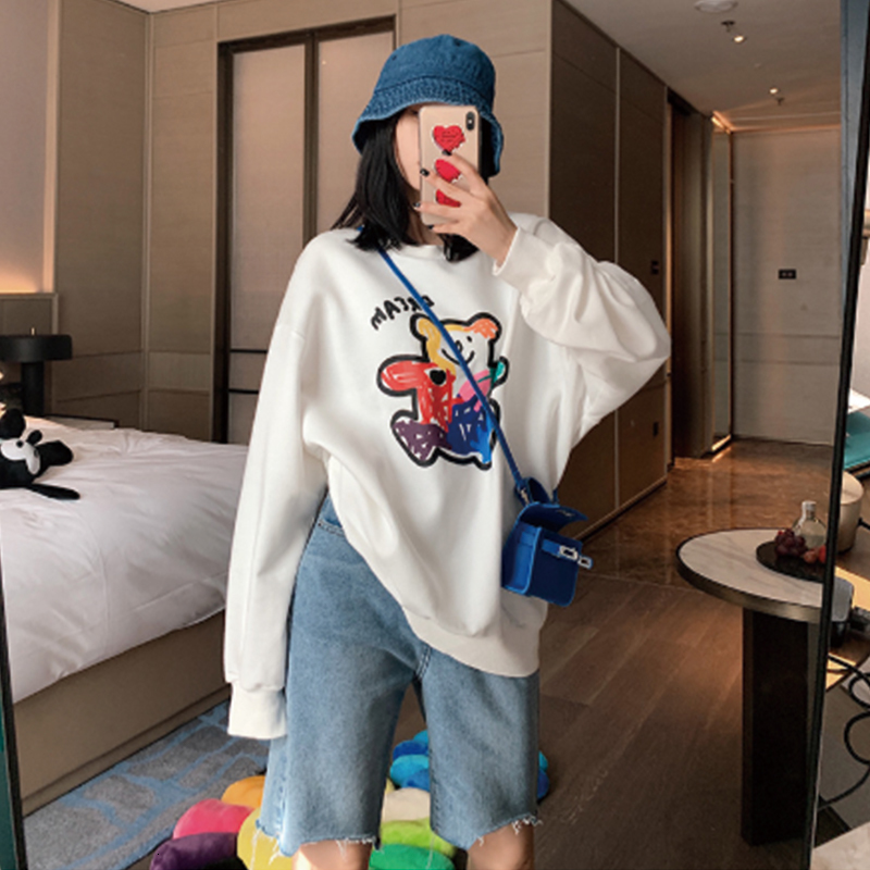 

2021 New Winter Fashion Casual Cartoon Printing Pullover o Neck Fleece Cute Oversize Women Sweatshirt Ea9u, 03