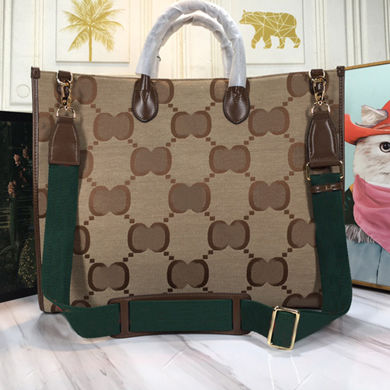 

Fashion vintage handbags shopping bag letter canvas red and green webbing design large capacity brand handbag
