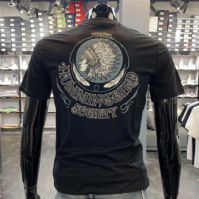 

t shirt summer cotton men's fashion round neck half sleeve personalized printing pattern slim brand youth short men, White;black