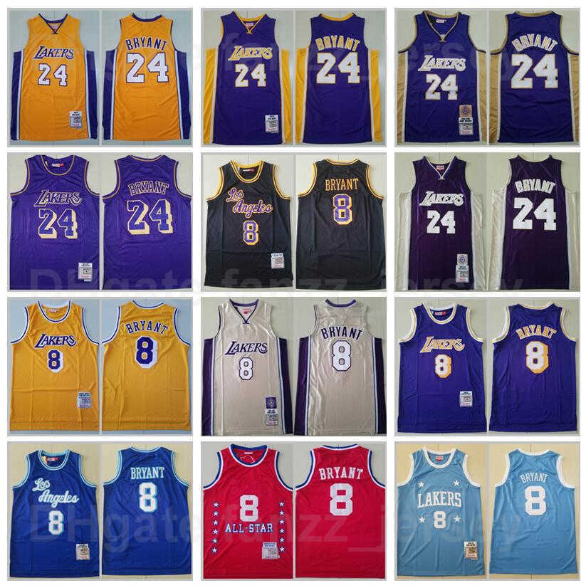 

Vintage Basketball Jersey Mitchell and Ness 8 Bean The Black Mamba 2001 2002 1996 1997 1999 Stitched Yellow Blue Purple Retro Men Big Team Logo High Quality