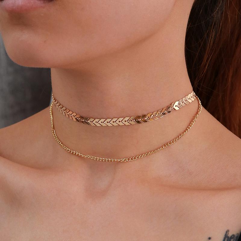 

Chains -selling Necklace Ins Cold Wind Niche Design Sense Aircraft Fishbone Chain Double Clavicle Female