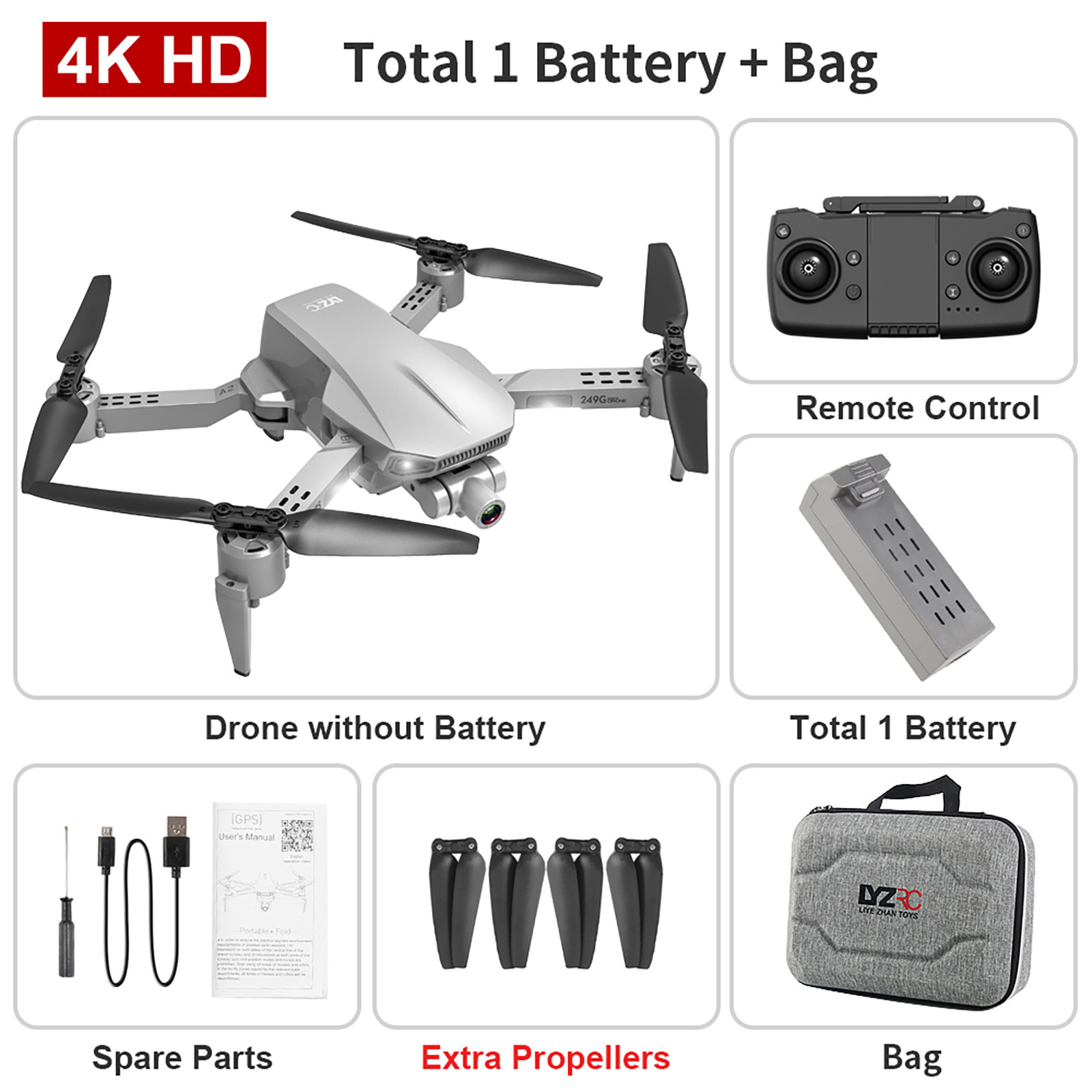 

L106 Pro GPS Drone 2021 New Quadcopter Drone 4K RC Quadcopter With Camera Optical Flow-FPV Drone Foldable, White
