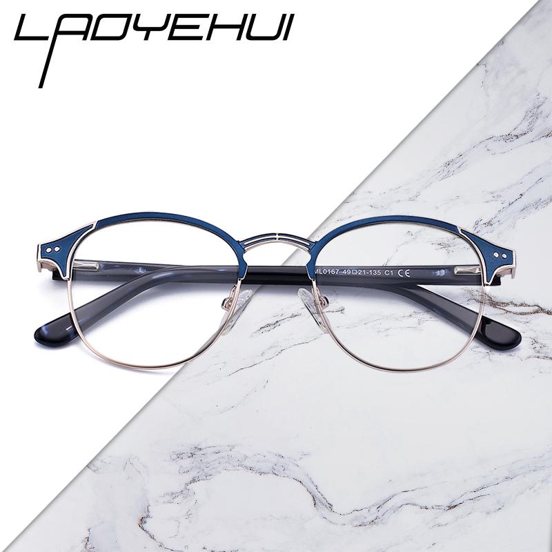 

Fashion Sunglasses Frames LAO YE HUI Alloy Glasses For Frame Men Women Ultralight Brand Designer Vintage Ellipse Eyeglasses Half Optical Eye