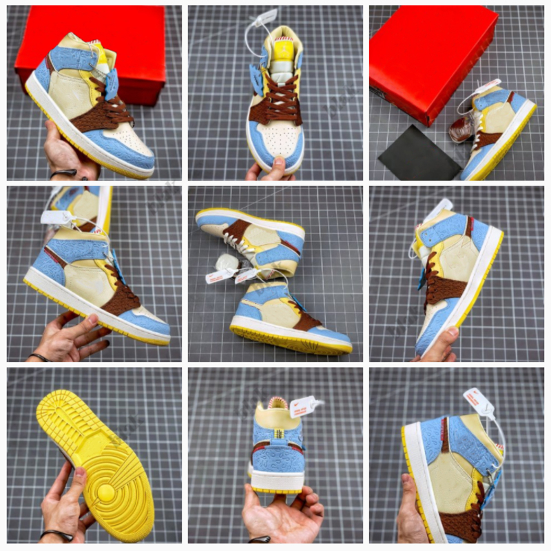 

New Fearless Maison Chateau Rouge x 1 Mid Basketball Shoes Men Women 1s Maisons Chateaus Blue Yellow Sports Outdoor Sneakers, 01