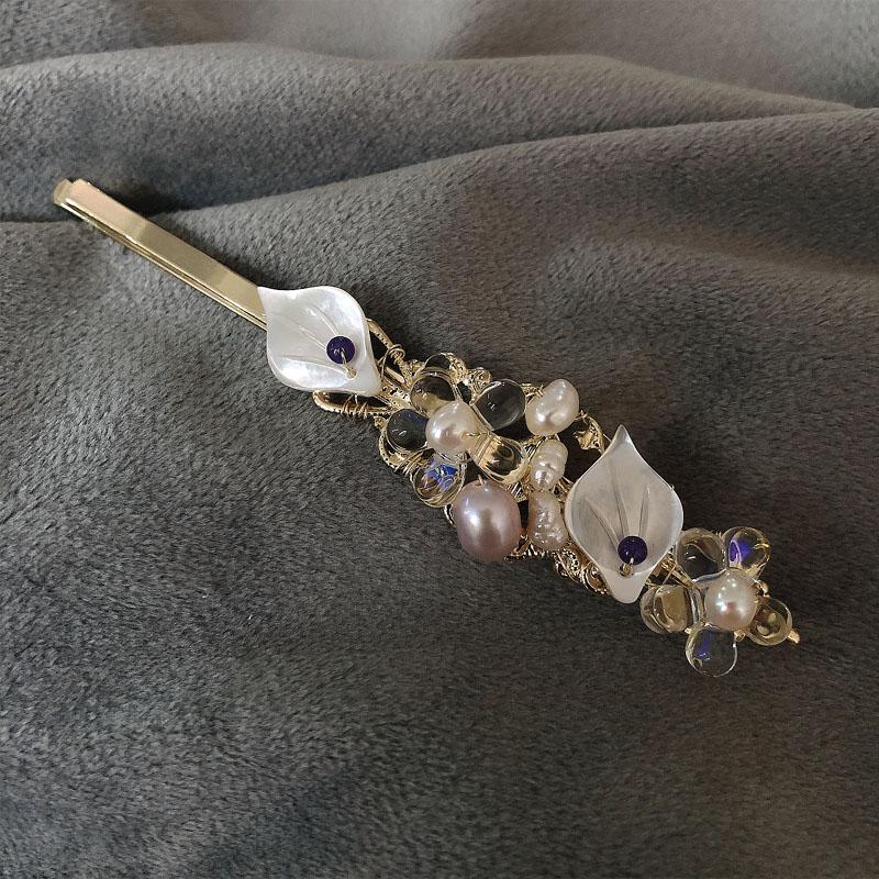 

Hair Clips & Barrettes Morkopela Handmade Freshwater Pearl Flower Hairpin Glazed Material For Women's Romantic Jewelry Green Pin Clip Stick, Golden;silver