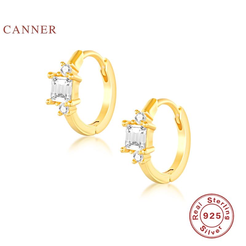 

Hoop & Huggie CANNER Ins Style Square Stone Personality Earrings For Women S925 Sterling Silver Hoops Korean Fine Jewelry Pendientes