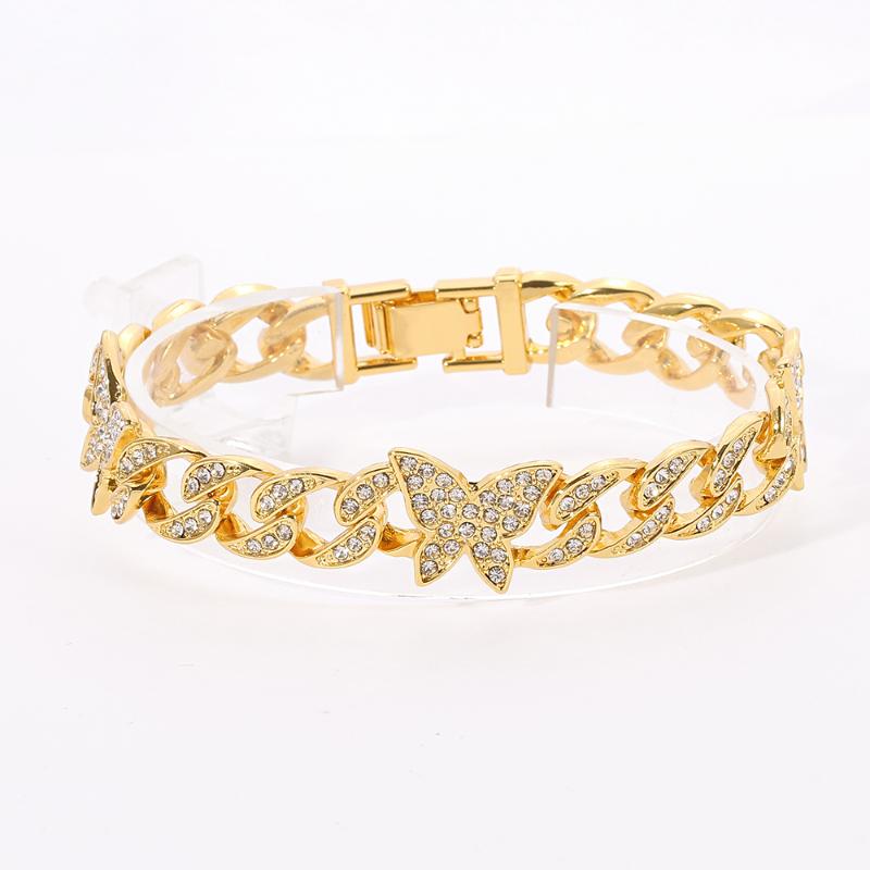 Bangle High-Quality Hip Hop Full Zircon Bling Iced Out Pave Bracelet Cuban Butterfly Link Chain Bracelets For Men Lady Jewelry Gift-image-707860679