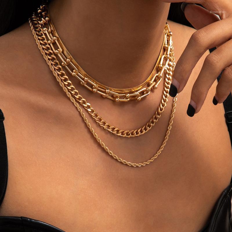 

Chains Women's Simple Multi-layer Tassel Necklace Retro U-shaped Buckle Twisted Flower Multi- Chain Wedding Accessories