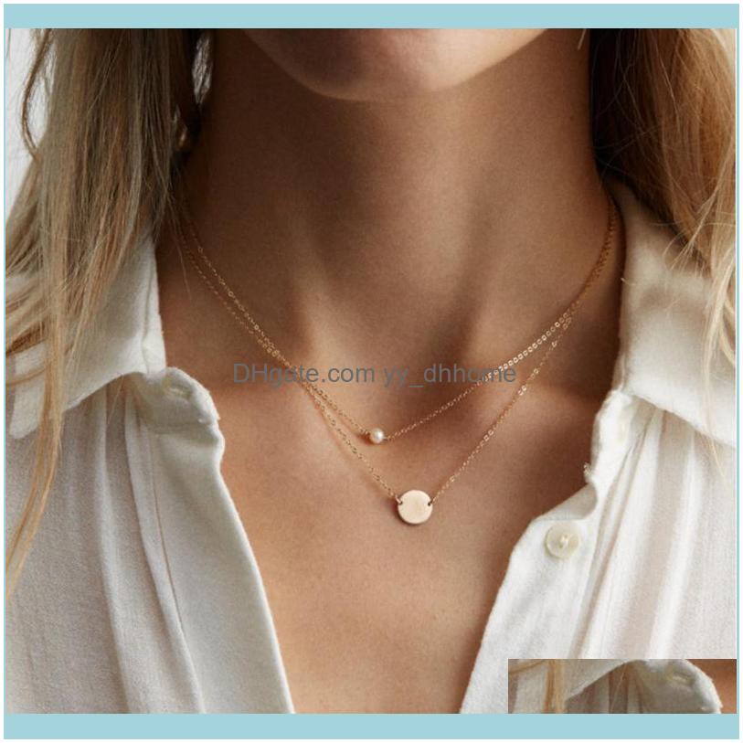 

& Pendants Jewelrysimple Double Layer Pearl Round Pendant Necklace Fashion Gold Sier Color Choker Aessories Charming Womens Party Jewelry Ne