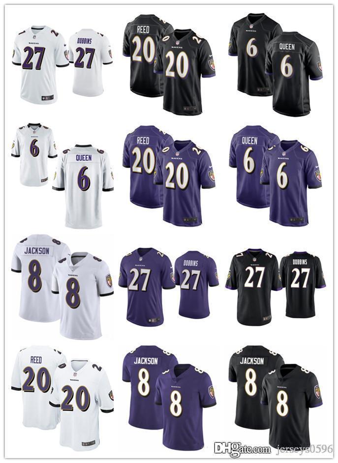 

Men women BaltimoreRavensJersey 8 Lamar Jackson 9 Justin Tucker 6 Patrick Queen 27 J.K. Dobbins 20 Ed Reed Football Jerseys, Black;red