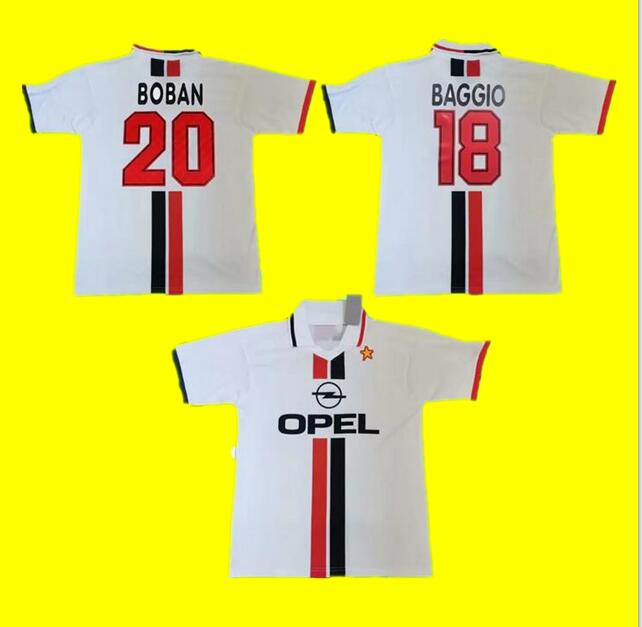 

1995 1996 1997 MILAN soccer jerseys Retro vintage 95 96 97 football shirt classic ac MALDINI BAGGIO WEAH SAVICEVIC BOBAN BARESI away white S-2XL top quality, 1995/1997