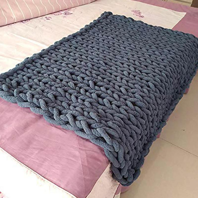 

Chenille Knitted Blanket Home Decor Chair Sofa Blanket, 1.2x1.5m, Dark Gray