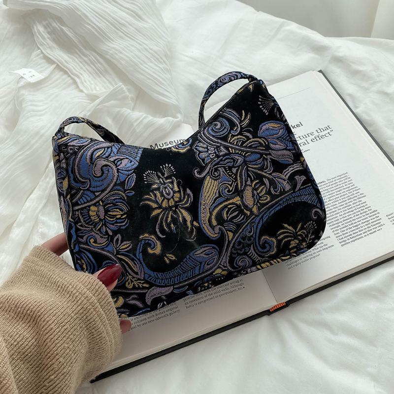 

Canvas Underarm Shoulder Messenger Bag Casual Fashion Print Canvas Soft Crossbody Bags Travel Women Totes Handbags Clutches 2021, Blue