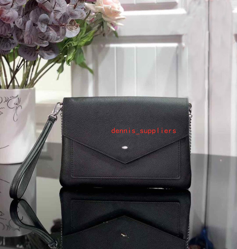 

M63926 original cow leather MYLOCKME POCHETTE with chain strap WALLET COMPACT PURSE CLUTCHES EVENING KEY CARD HOLDERS long wallets in a box