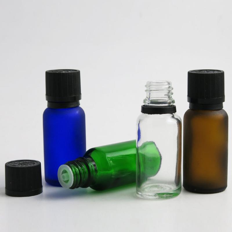 

10 x 20ml Essential Oil Portable Green Clear Brown Blue Glass Bottle Plastic Cap For Liquid Reagent Pipette Bottle with Lock