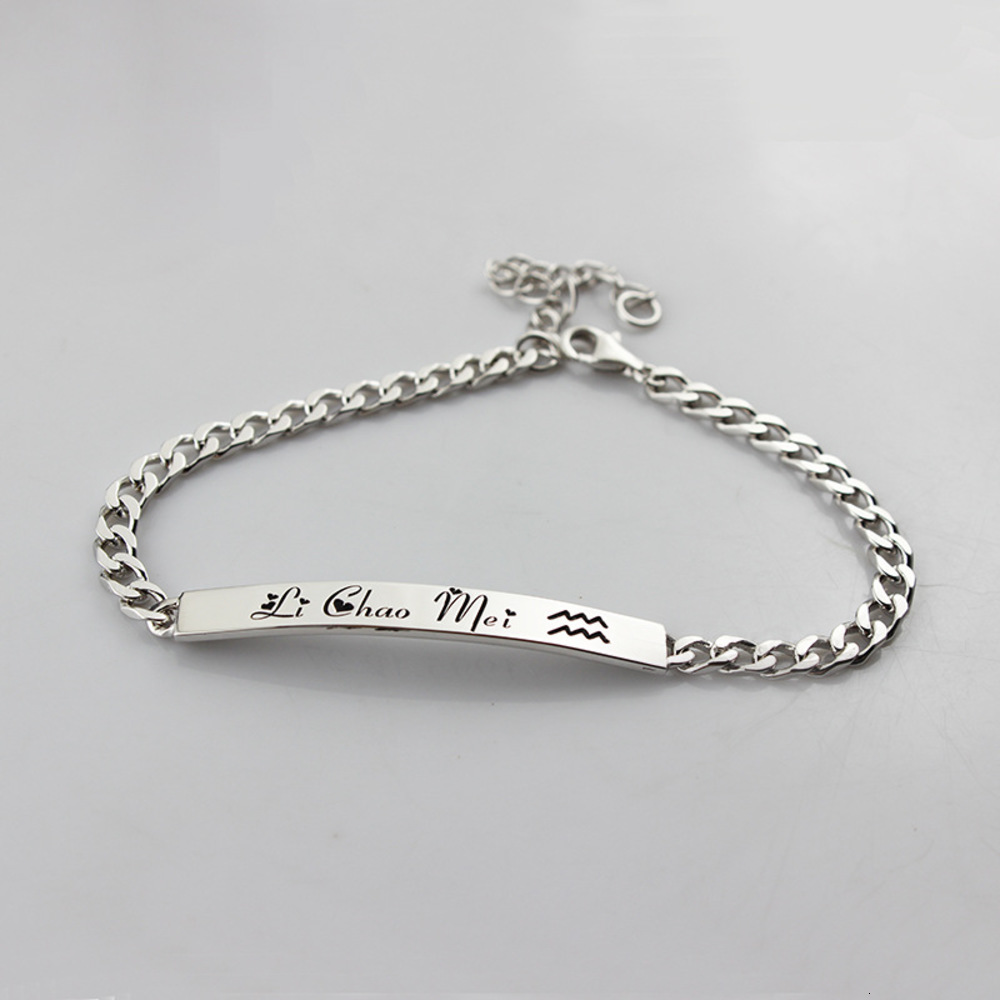 

Private 925 Sterling Silver Name Bracelet for lovers, Golden;silver