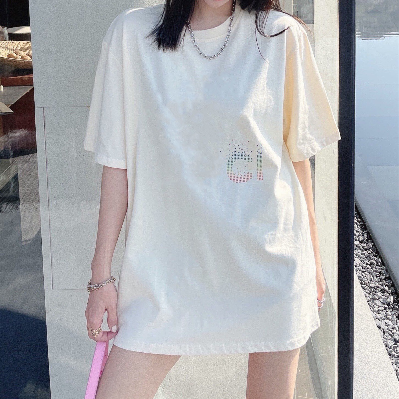 

2021Summer new trendy brand ladies T-shirt short-sleeved fabric comfortable and versatileC9c, White