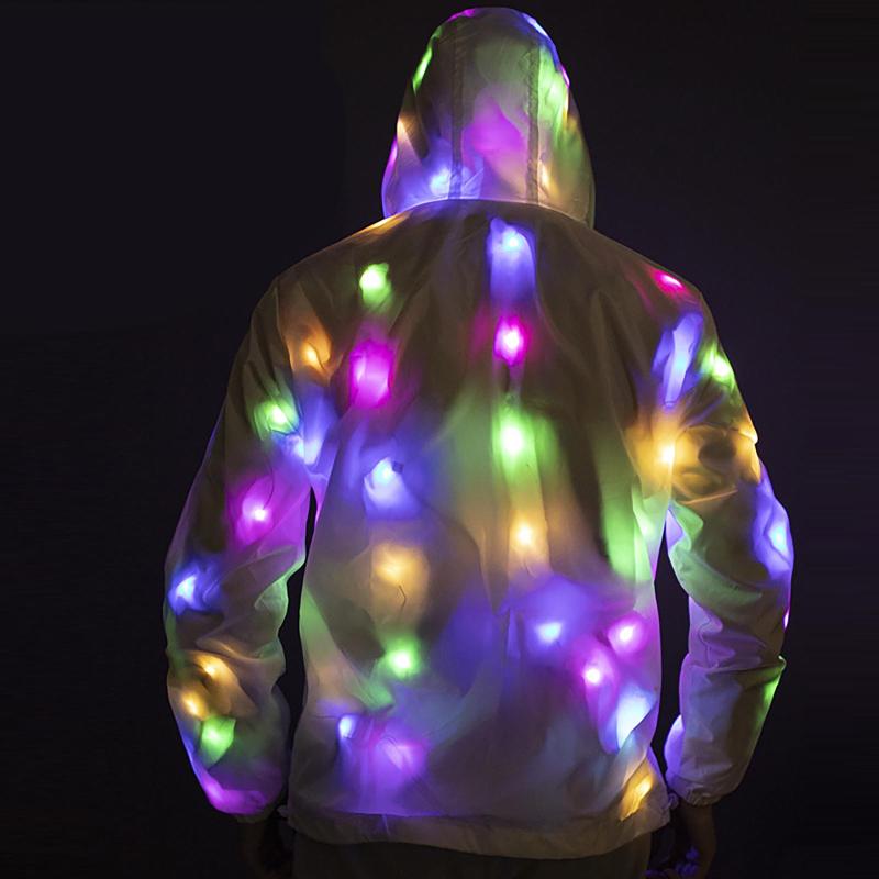 

Men' Jackets Coats For Mens Womens Glowing Led Colorful Luminous Clothing Fashion Top (ship Without Battery, White