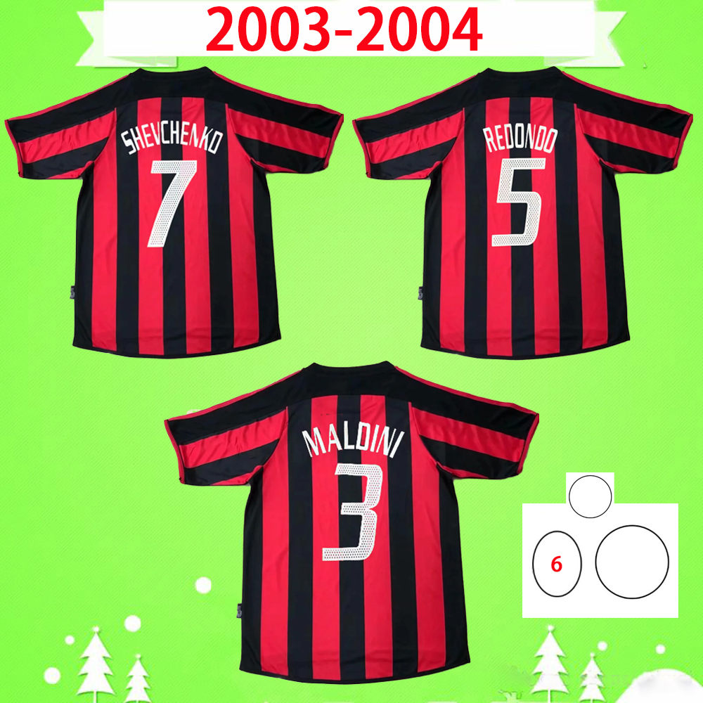 

League 2003 2004 Cup Retro soccer jerseys vintage football shirts 03 04 classic ac Maglia da calcio MALDINI SHEVCHENKO REDONDO KAKA MILAN uniform